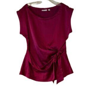 New York & Company Stretch Dress Blouse w/Tie - Fushia - Medium